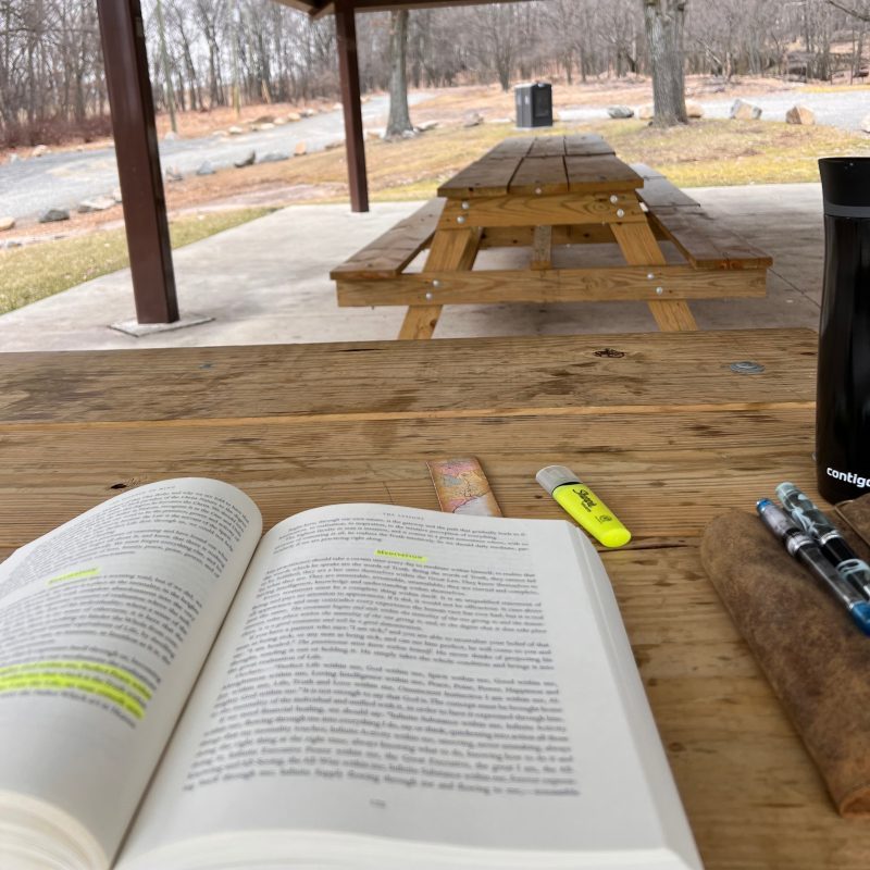 Coffee and a book in the park