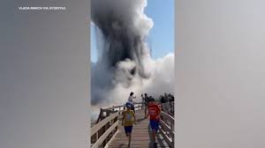 Surprise blast of rock, water and steam in Yellowstone sends dozens running for safety